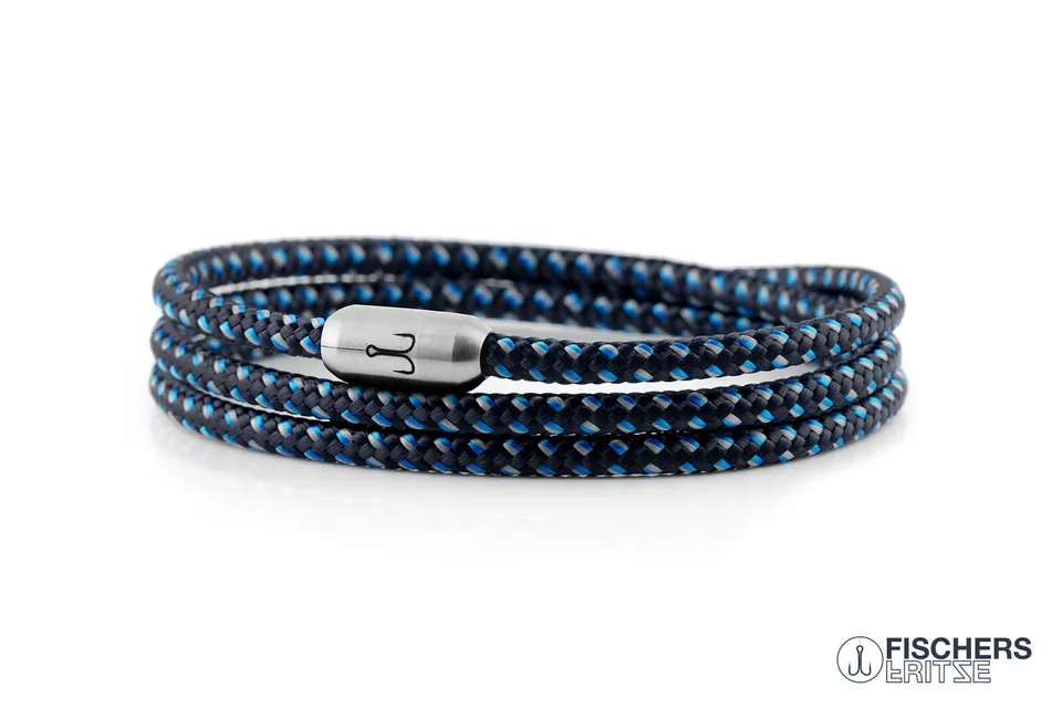 fischers-fritze-forelle-ferdinand-segeltau-armband-marineblau-stahlblau-grau-4-m image 1