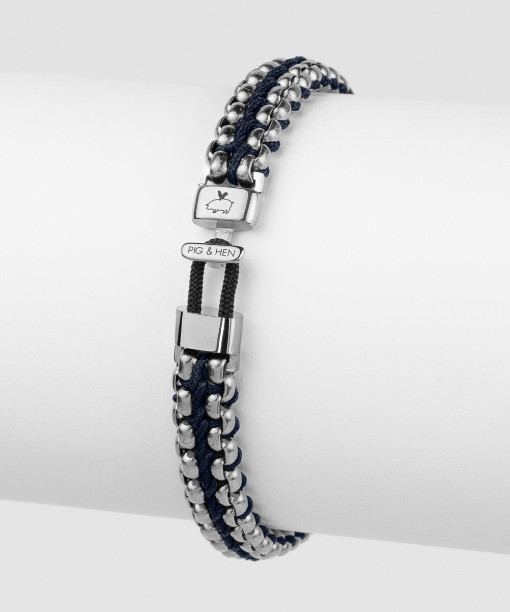 pig-hen-catena-venetian-7mm-herren-kettenarmband-navy-silver image 4