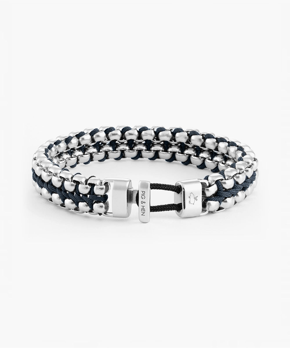 pig-hen-catena-venetian-dbl-herren-kettenarmband-navy-silver image 1