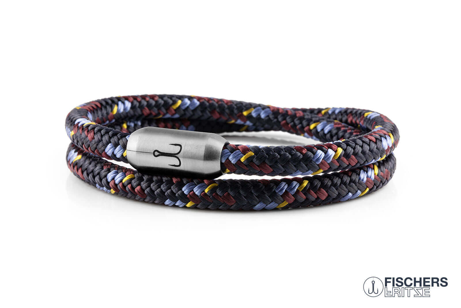 fischers-fritze-garnele-nils-segeltau-armband-marineblau-dunkelrot-pastellblau-c image 1