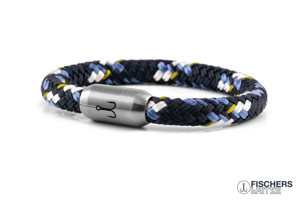 fischers-fritze-makrele-mats-segeltau-armband-marineblau-pastellblau-weiss-curry image 1