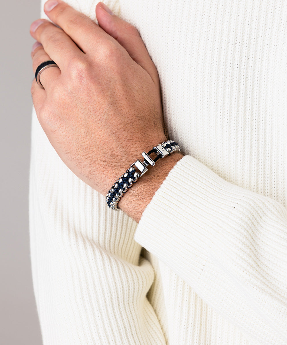 pig-hen-catena-venetian-dbl-herren-kettenarmband-navy-silver image 3