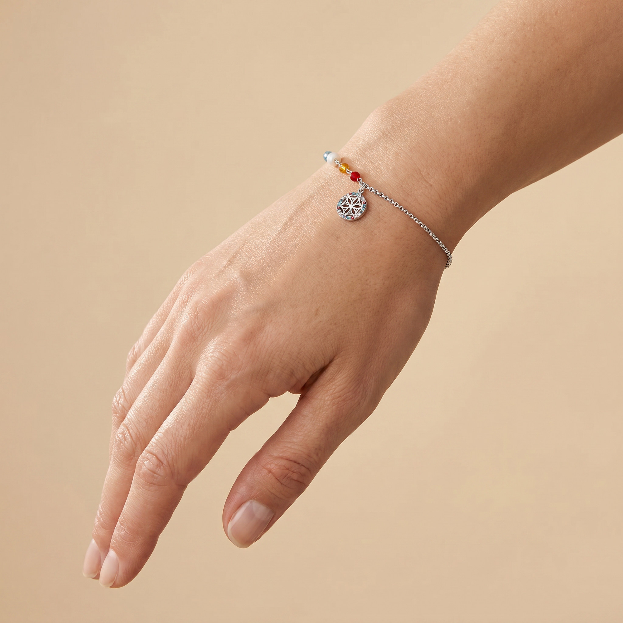 engelsrufer-boho-armband-edelstahl-lebensblume-zirkonia-multicolor-duo-2-in-1 image 2