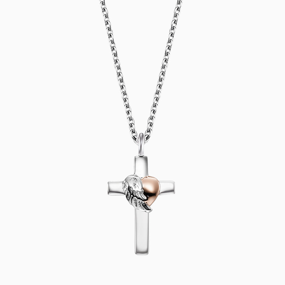 engelsrufer-halskette-925er-silber-kreuz-herzfl-gel-bicolor image 1