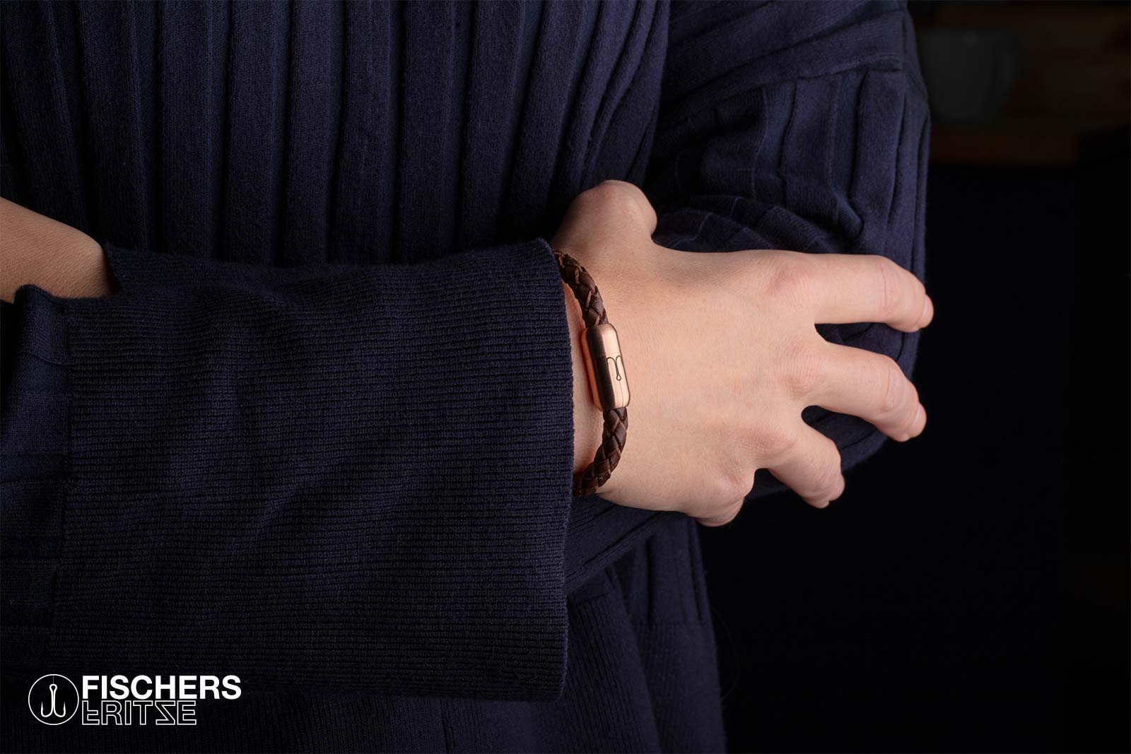 fischers-fritze-k-nigskrabbe-felice-lederarmband-braun-geflochten image 8