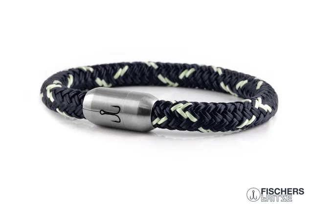 fischers-fritze-makrele-jasper-segeltau-armband-marineblau-mint image 1