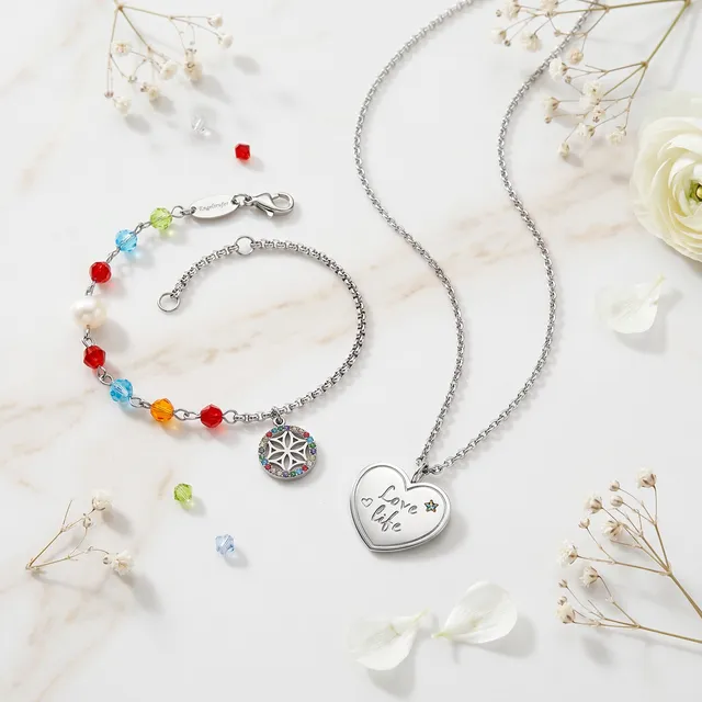 engelsrufer-boho-duo-set-2er-lebensblume-armband-love-herz-halskette-edelstahl-m image 1