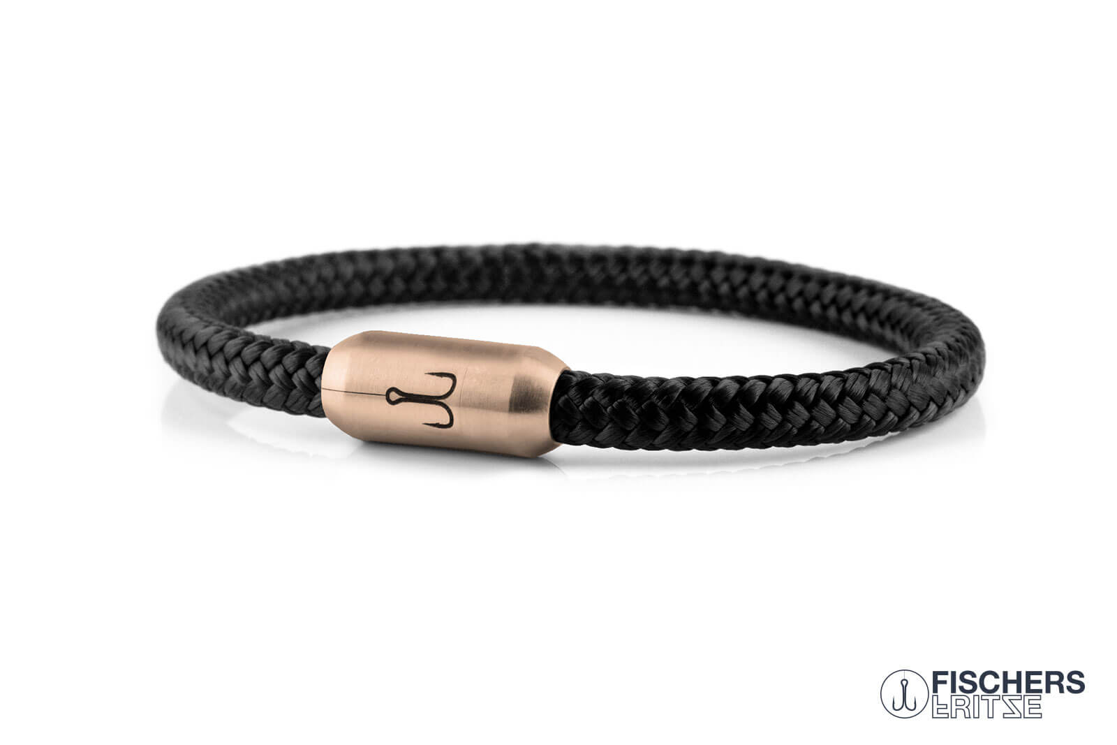 fischers-fritze-k-nigskrabbe-gabriele-segeltau-armband-schwarz-6-mm-18k-pvd image 1