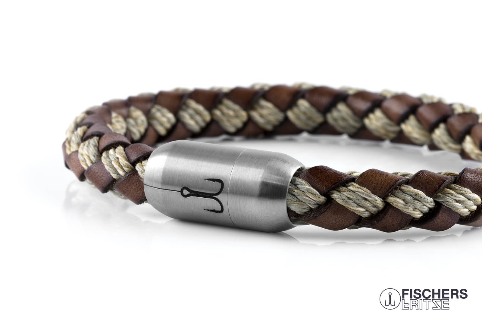 fischers-fritze-leder-makrele-fedor-armband-braun-natur-geflochten-8mm image 5