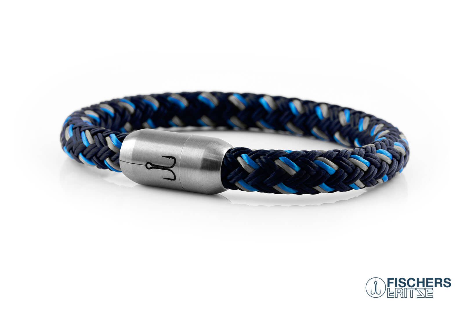 fischers-fritze-makrele-ferdinand-segeltau-armband-marineblau-stahlblau-grau image 1