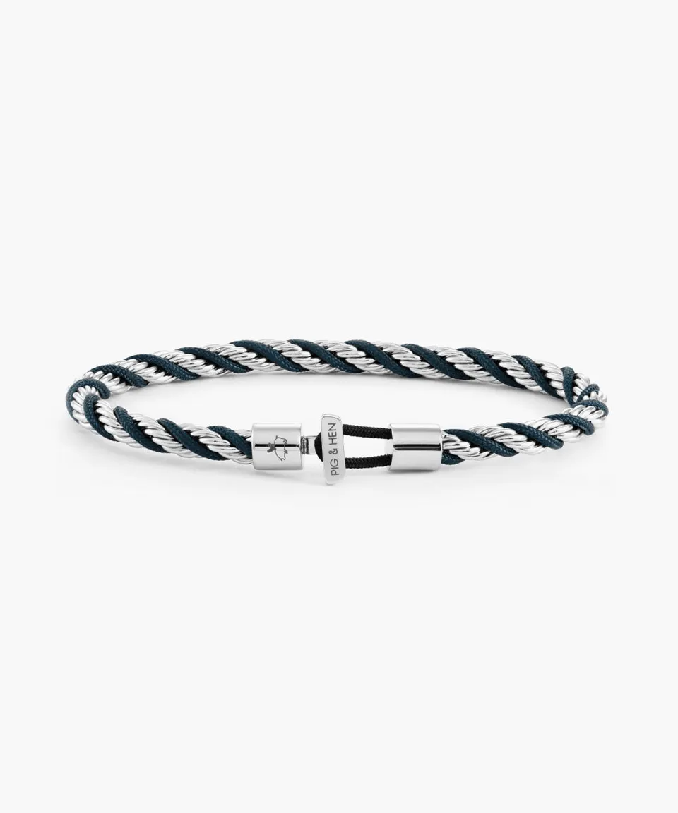 pig-hen-catena-twisted-herren-armband-navy-silver image 1