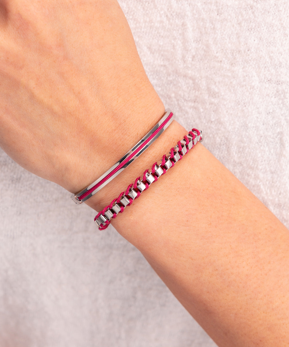 pig-hen-cleo-damenarmband-magenta-silver-verstellbar image 3