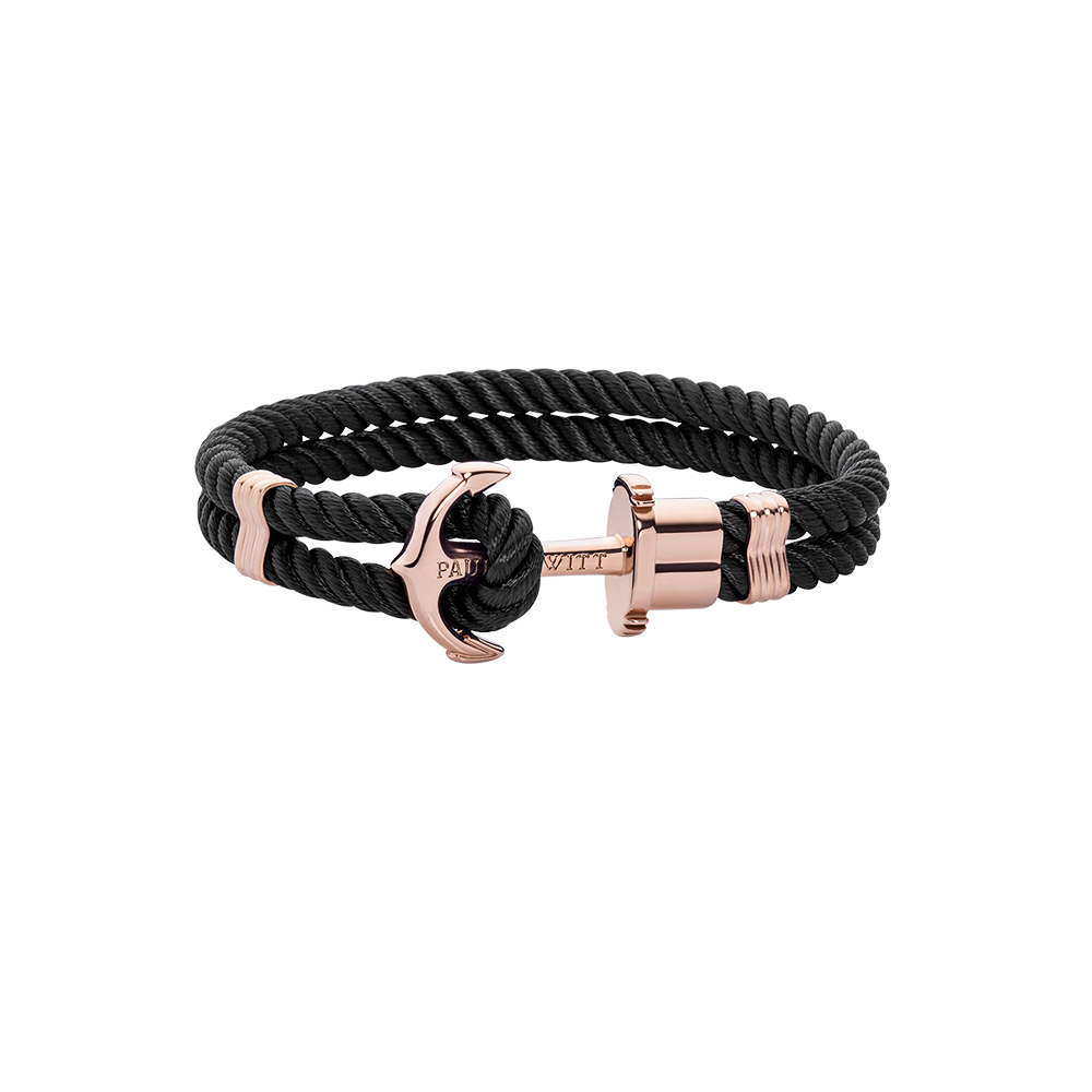 paul-hewitt-phrep-armband-ros-gold-schwarz-klassiker-mit-gravur-option image 1
