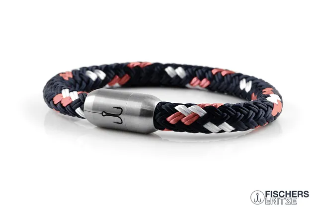 fischers-fritze-makrele-klaas-armband-marineblau-rosa-weiss image 1
