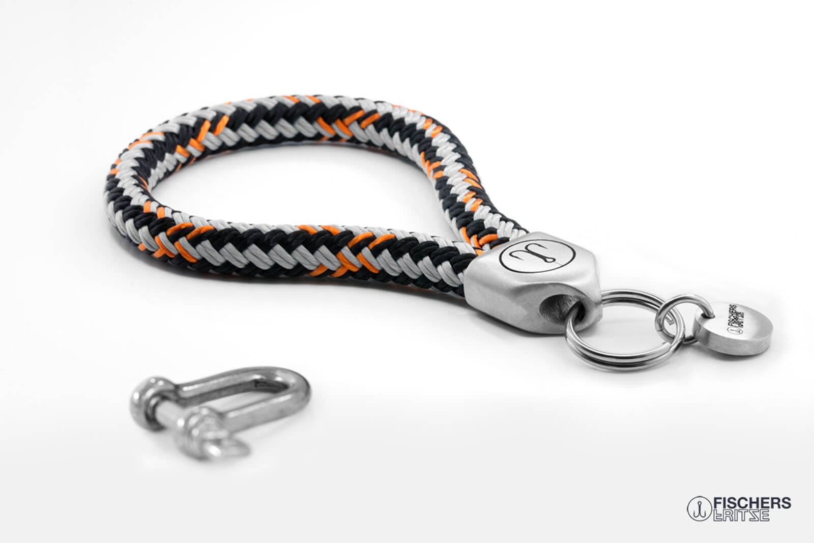fischers-fritze-dicker-hering-simon-schl-sselanh-nger-schwarz-grau-orange-8mm image 4