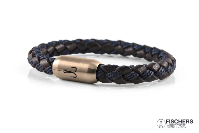 fischers-fritze-k-nigsmakrele-fay-armband-8-mm-braun-marineblau-geflochten image 1