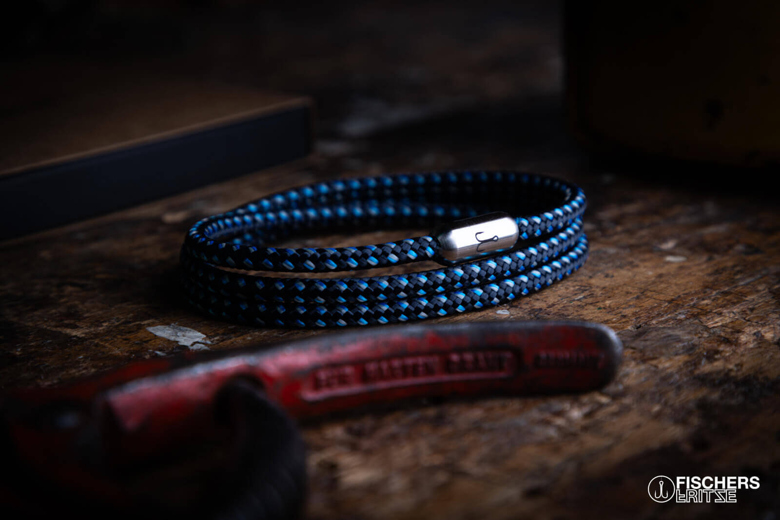 fischers-fritze-forelle-ferdinand-segeltau-armband-marineblau-stahlblau-grau-4-m image 4