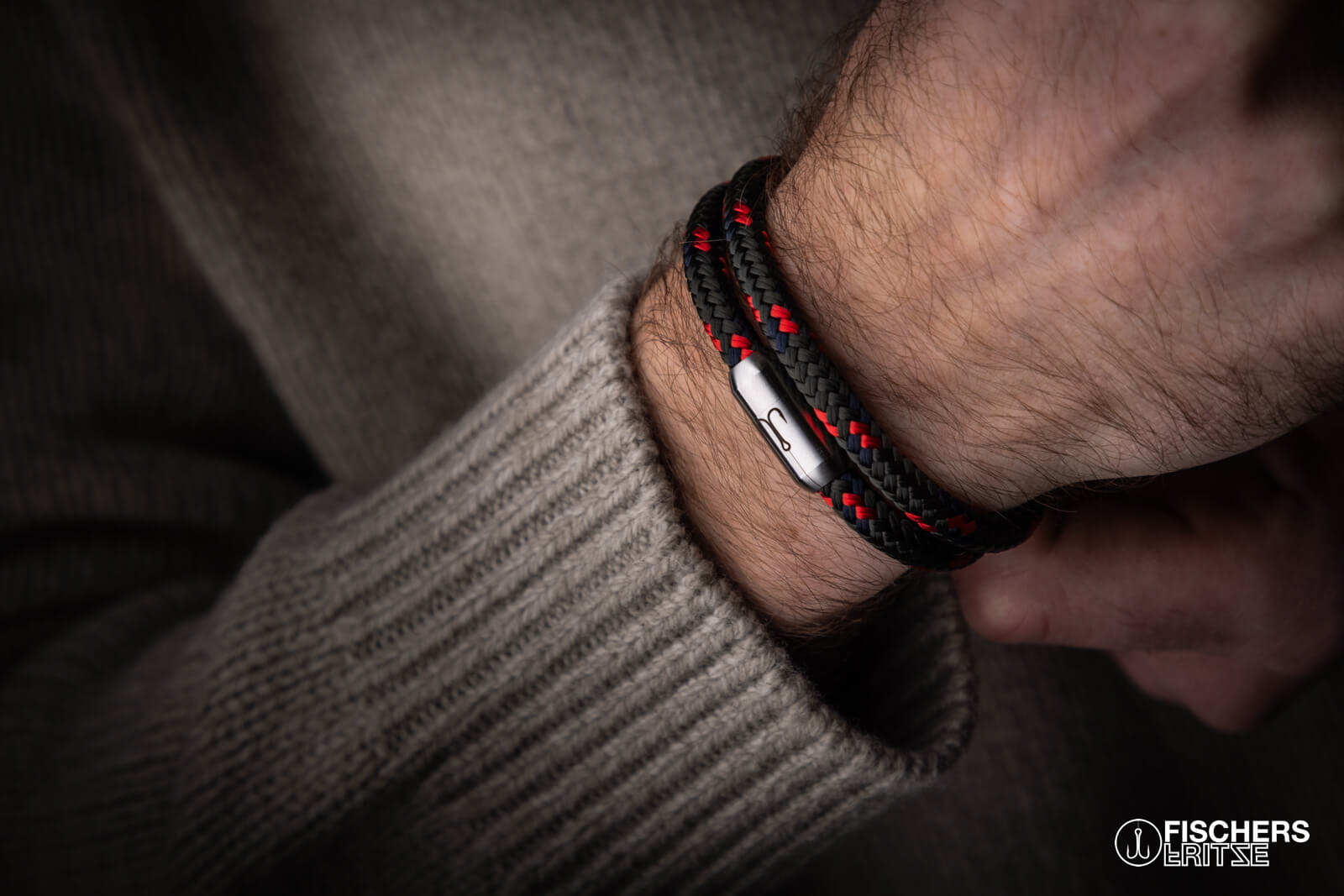 fischers-fritze-garnele-gunnar-segeltau-armband-olivgr-n-marineblau-rot image 8