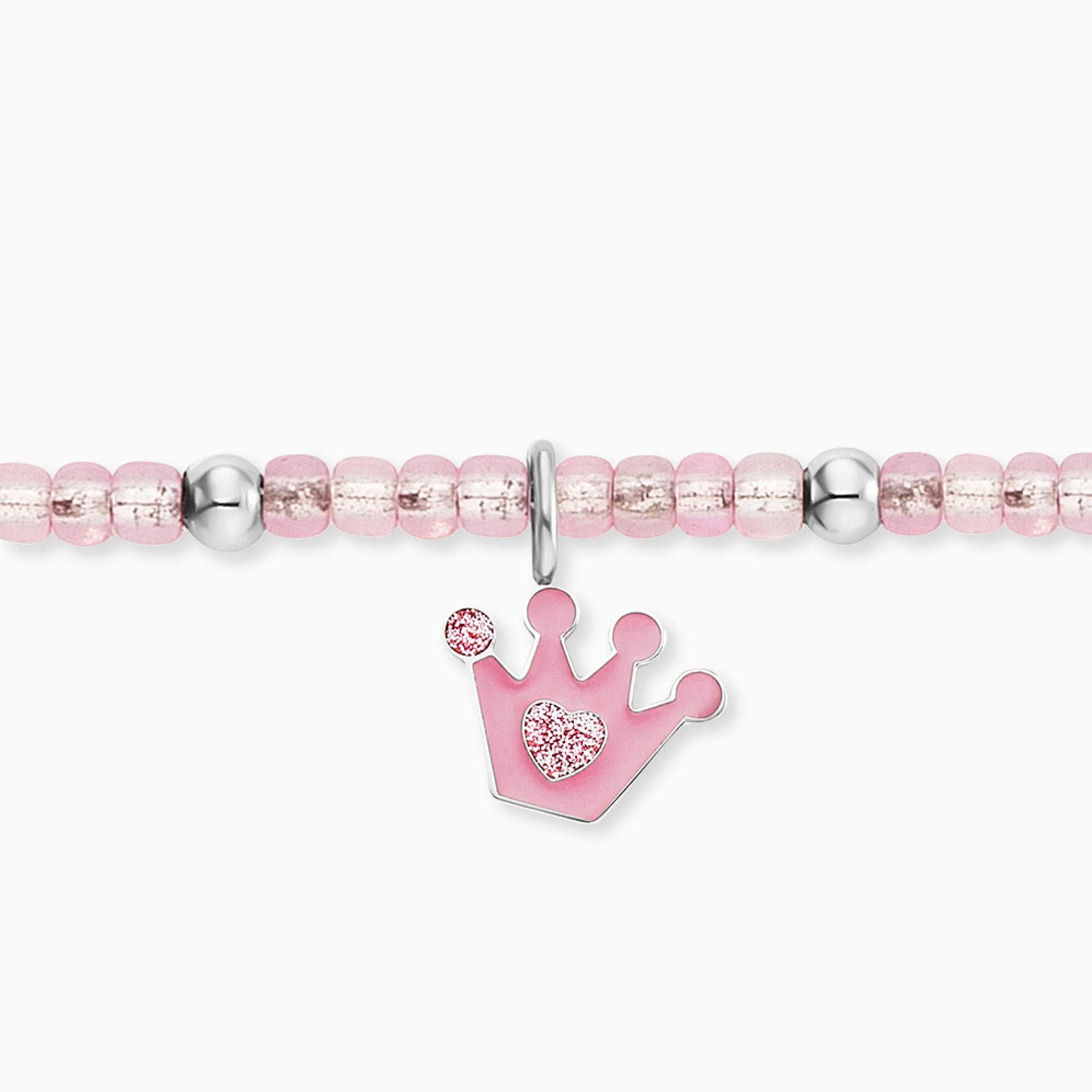 herzengel-kinder-armband-glitzerkrone-glasperlen-emaille-pink image 3