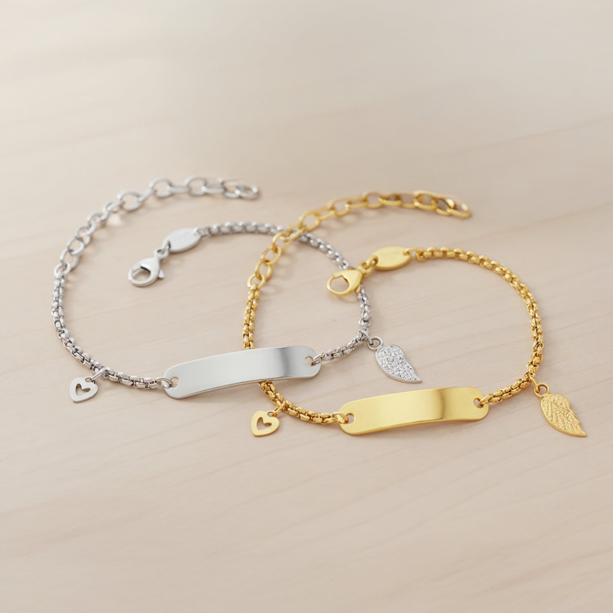 herzengel-kinder-armband-edelstahl-id-mit-fl-gel-gold image 2