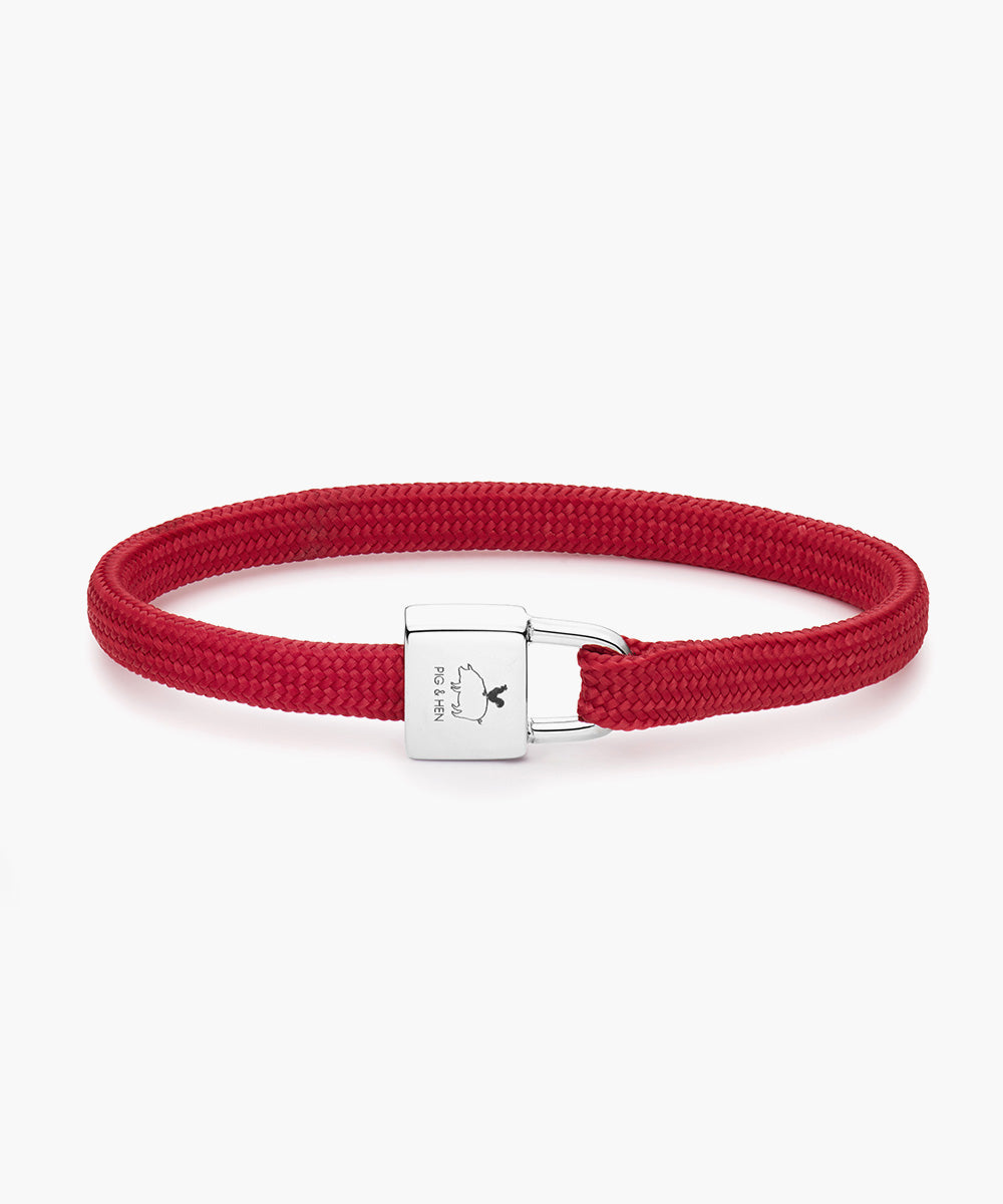 pig-hen-billy-damen-seilarmband-raspberry-silver-rope-bracelet-rot image 1