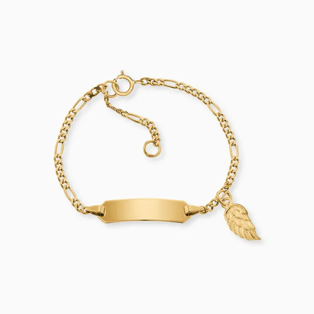 engelsrufer-herzengel-kinder-armband-375er-gold-fl-gel-mit-gravurplatte image 1
