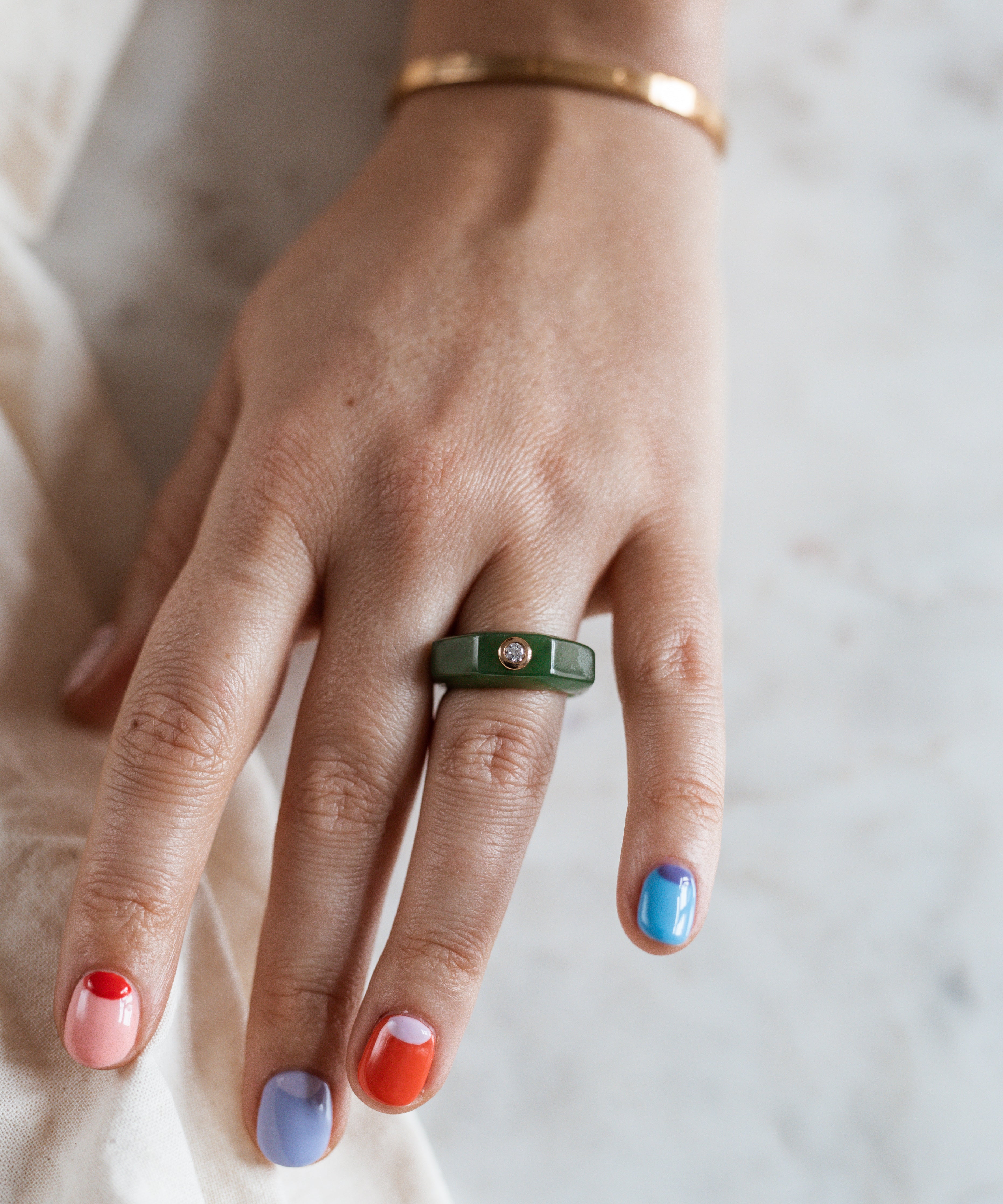 wald-berlin-shining-star-jade-ring-14k-gold-diamant-gr-53 image 4