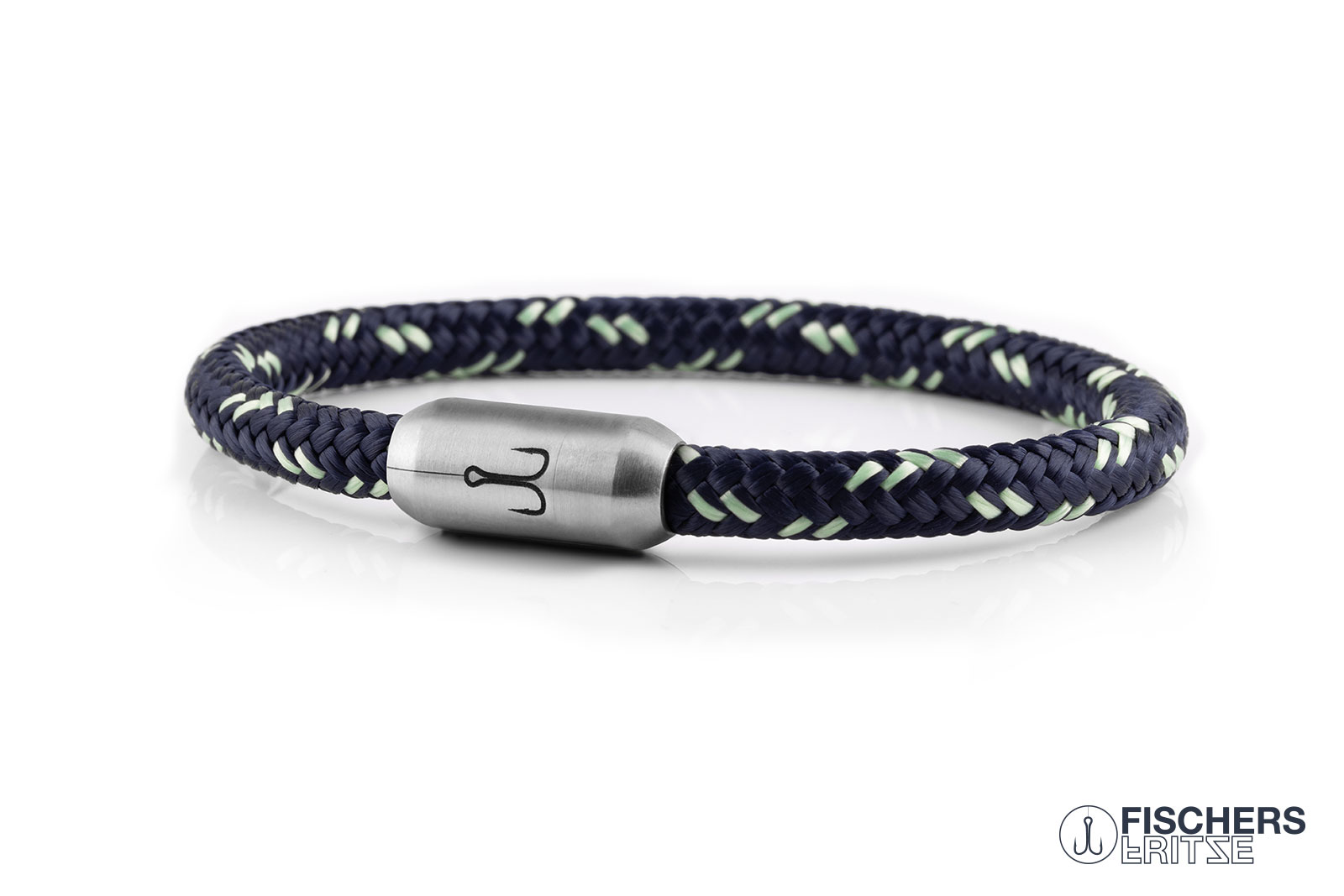 fischers-fritze-krabbe-jasna-segeltau-armband-marineblau-mint-6-mm image 1