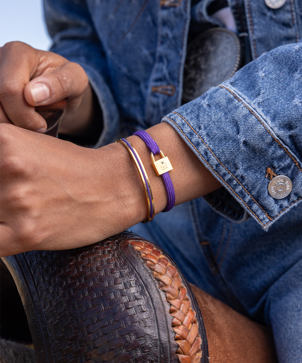 pig-hen-billy-damen-seilarmband-royal-purple-gold-lock-verschluss image 2
