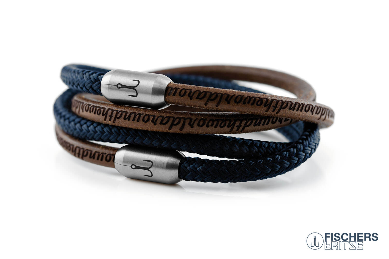 fischers-fritze-garnele-henry-adrian-set-marineblau-leder-braun-gefettet-6-mm image 1