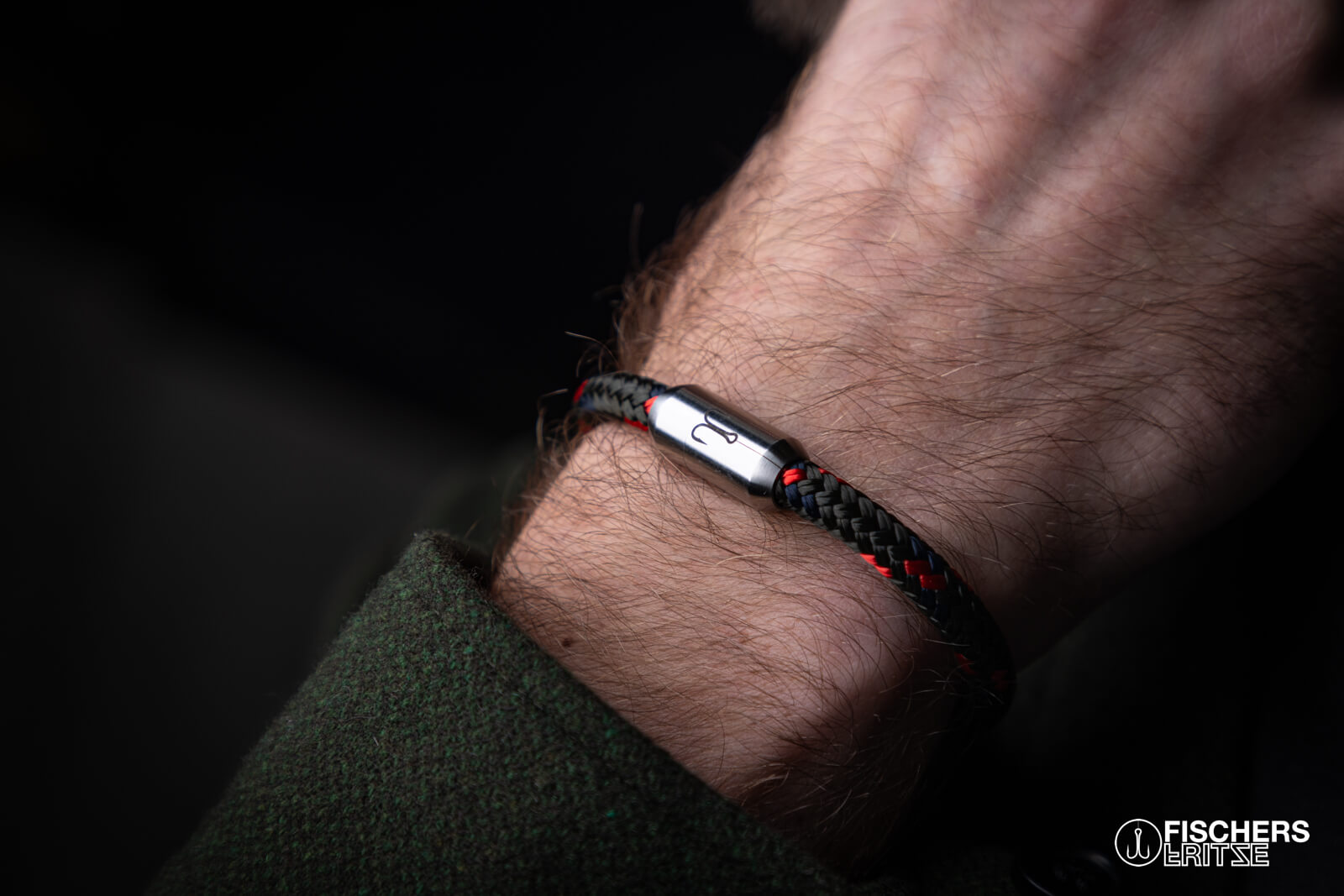 fischers-fritze-krabbe-gunda-segeltau-armband-olivgr-n-marineblau-rot image 7