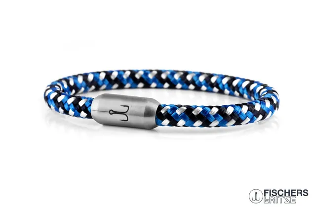 fischers-fritze-krabbe-mona-segeltau-armband-marineblau-stahlblau-weiss-6-mm image 1