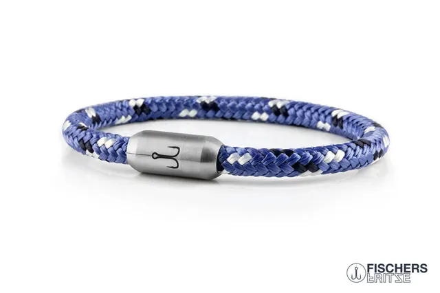 fischers-fritze-krabbe-erna-armband-pastellblau-marineblau-weiss-6-mm-segeltau image 1