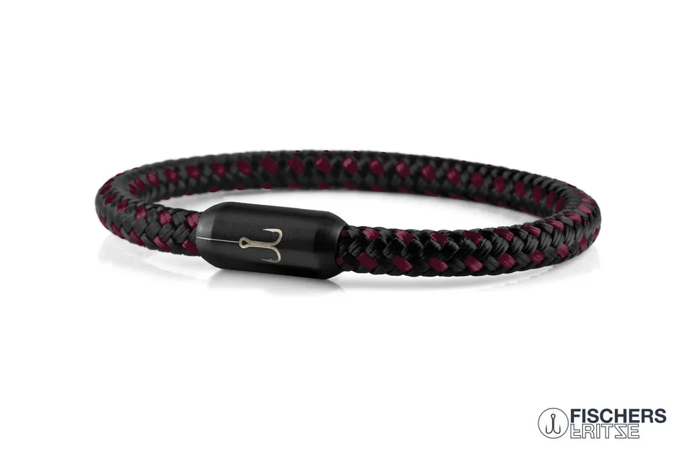 fischers-fritze-torpedokrabbe-fiona-segeltau-armband-schwarz-dunkelrot image 1
