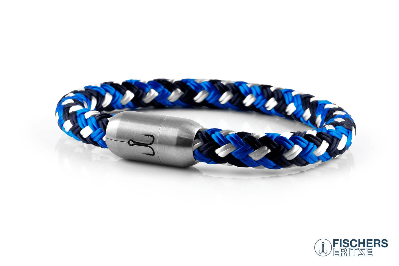 fischers-fritze-makrele-moritz-armband-marineblau-stahlblau-wei-8-mm image 1