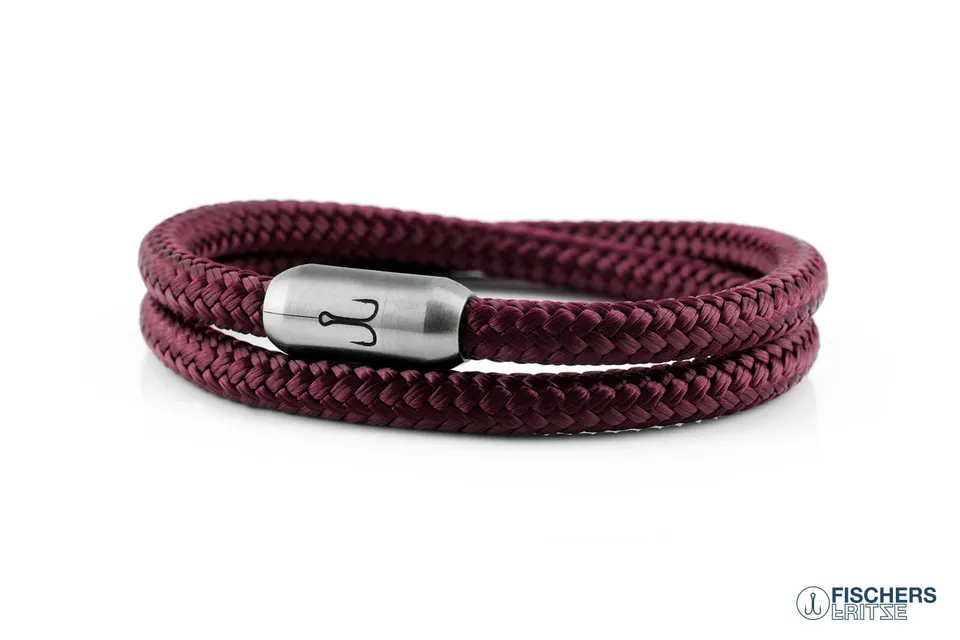 fischers-fritze-garnele-heinrich-segeltau-armband-dunkelrot-6-mm image 1