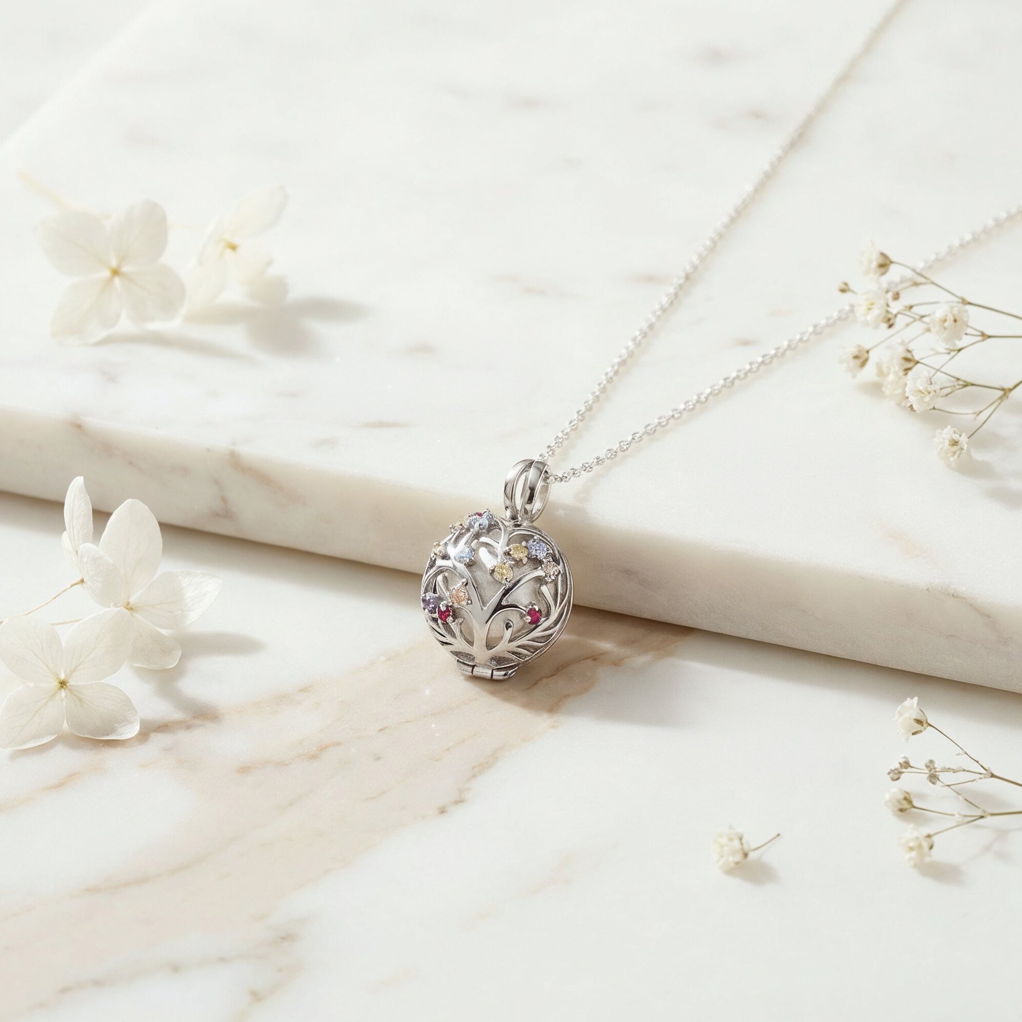 engelsrufer-bloom-anh-nger-925er-silber-klangkugel-wei-mit-zirkonia-multicolor image 4