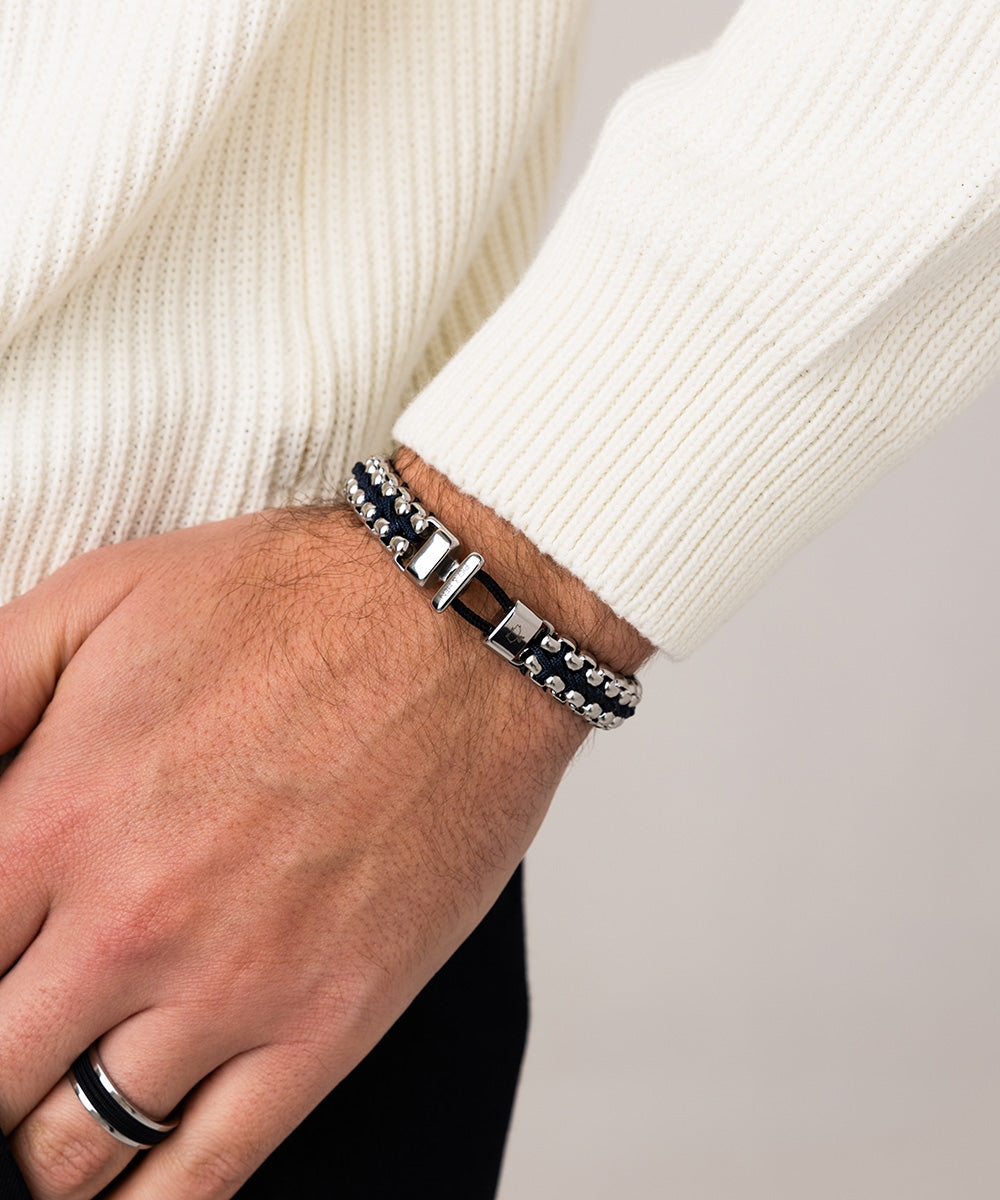 pig-hen-catena-venetian-dbl-herren-kettenarmband-navy-silver image 2