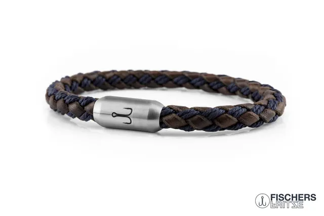 fischers-fritze-leder-krabbe-franziska-josefine-armband-6mm-braun-marineblau-gef image 1