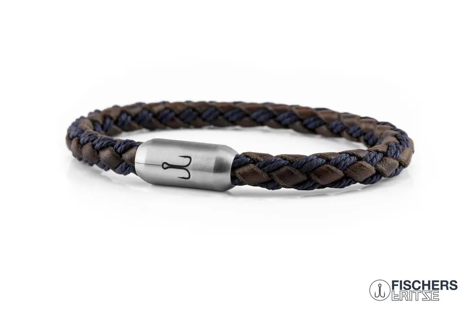fischers-fritze-leder-krabbe-franziska-josefine-armband-6mm-braun-marineblau-gef image 1