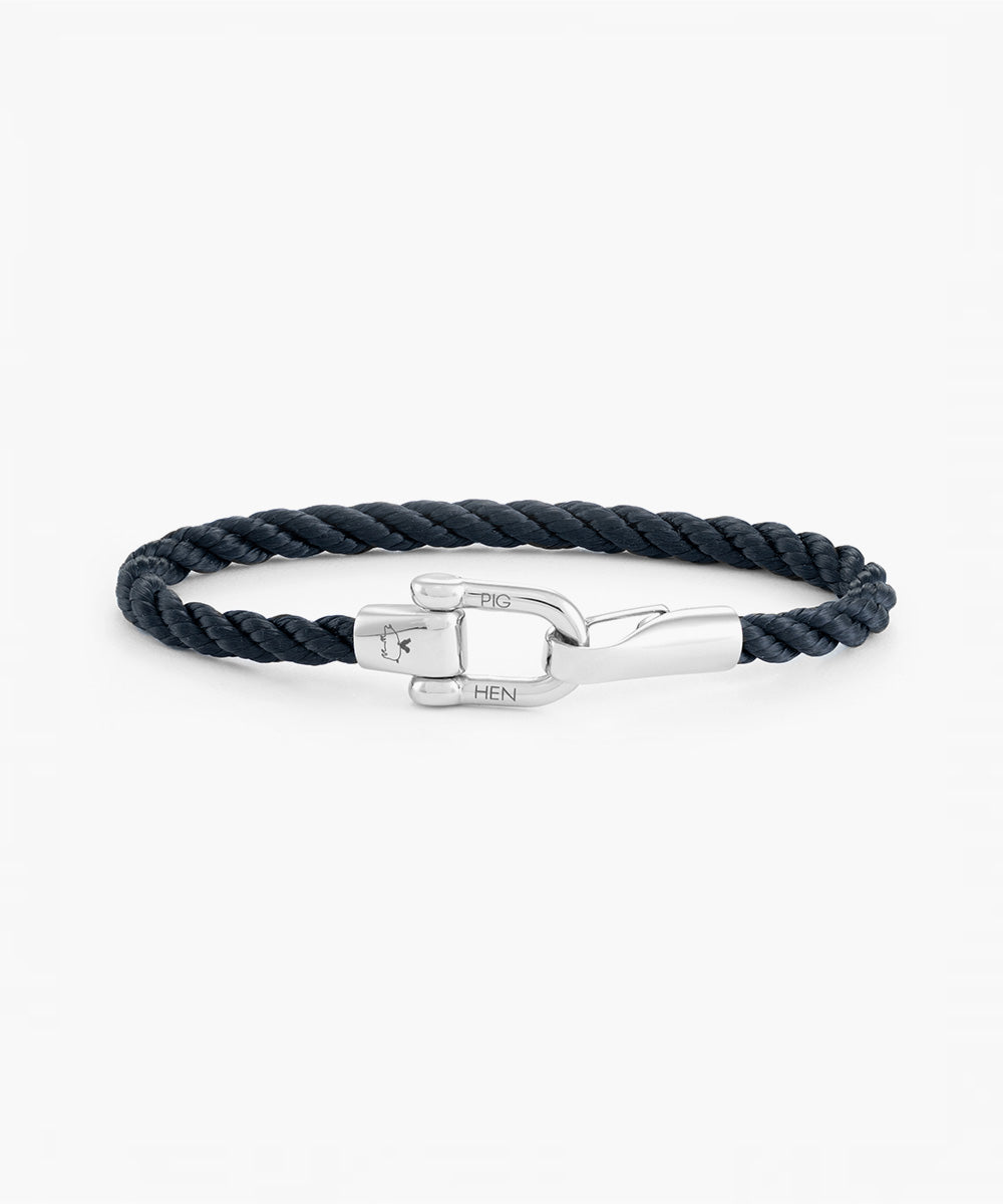 pig-hen-lobster-larry-navy-herren-seilarmband-silber image 1