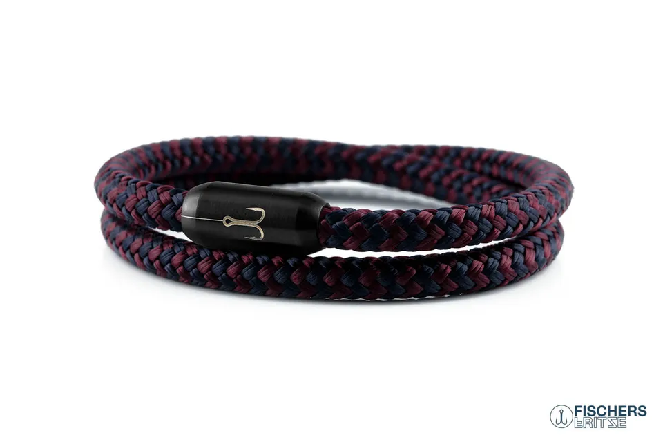 fischers-fritze-torpedogarnele-benno-segeltau-armband-marineblau-dunkelrot-6-mm image 1