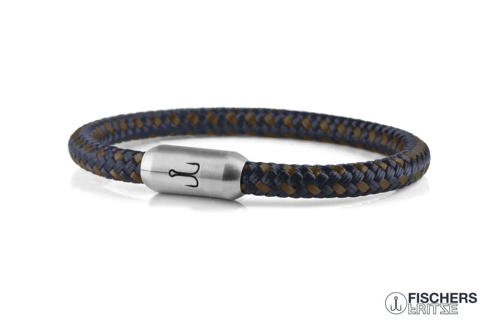 fischers-fritze-krabbe-finja-armband-marineblau-braun-6-mm-segeltau image 1