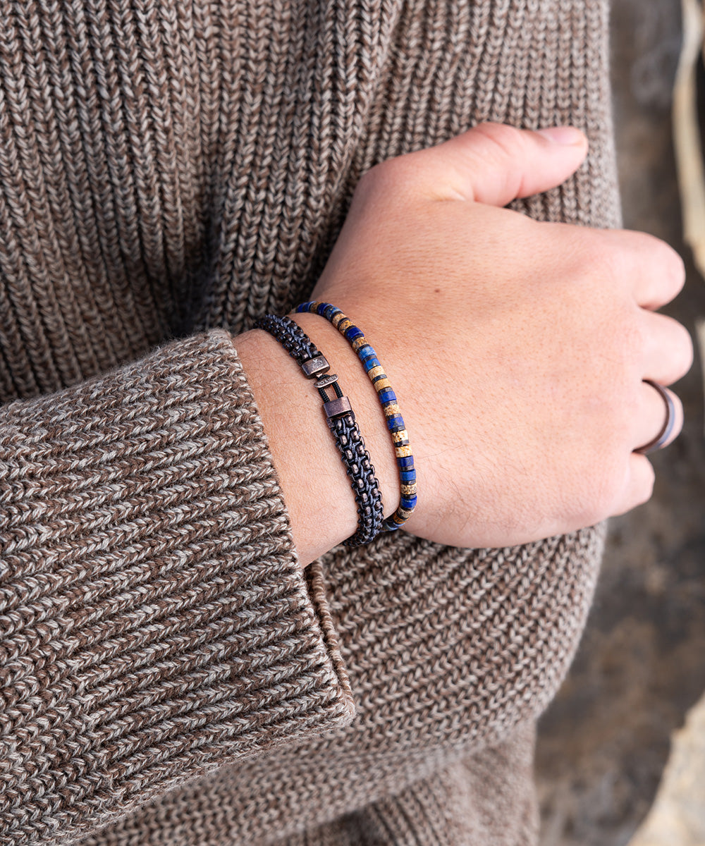 pig-hen-brontide-4mm-nagano-verstellbares-perlenarmband-bronze-blau image 2