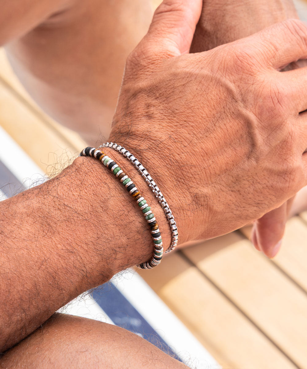pig-hen-mariner-brontide-4mm-nagoya-box-chain-armband-set-herren-925-sterling-si image 2