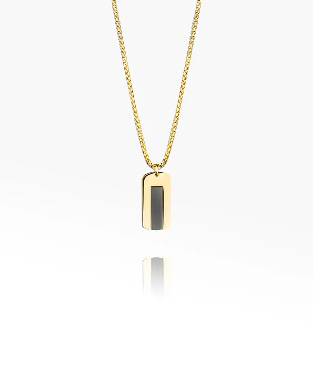 pig-hen-dogtag-halskette-black-agate-herren-schwarz-gold-70cm image 1