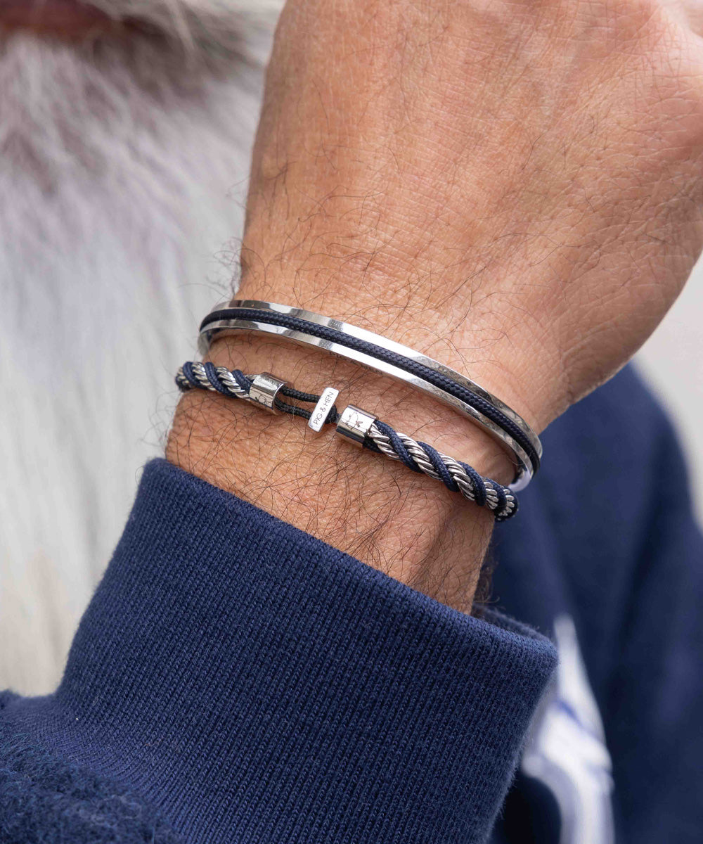 pig-hen-catena-twisted-herren-armband-navy-silver image 2