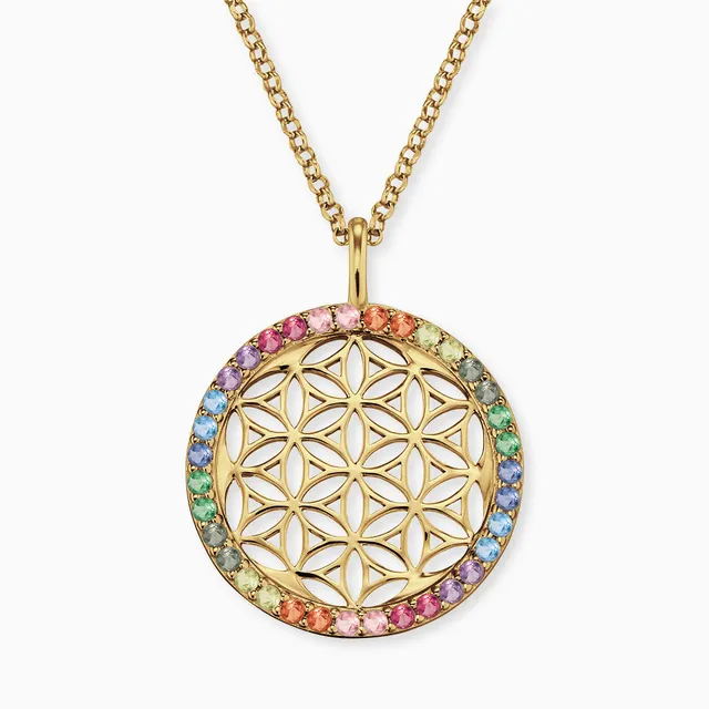 engelsrufer-halskette-925er-silber-lebensblume-mit-zirkonia-gold-multicolor image 1