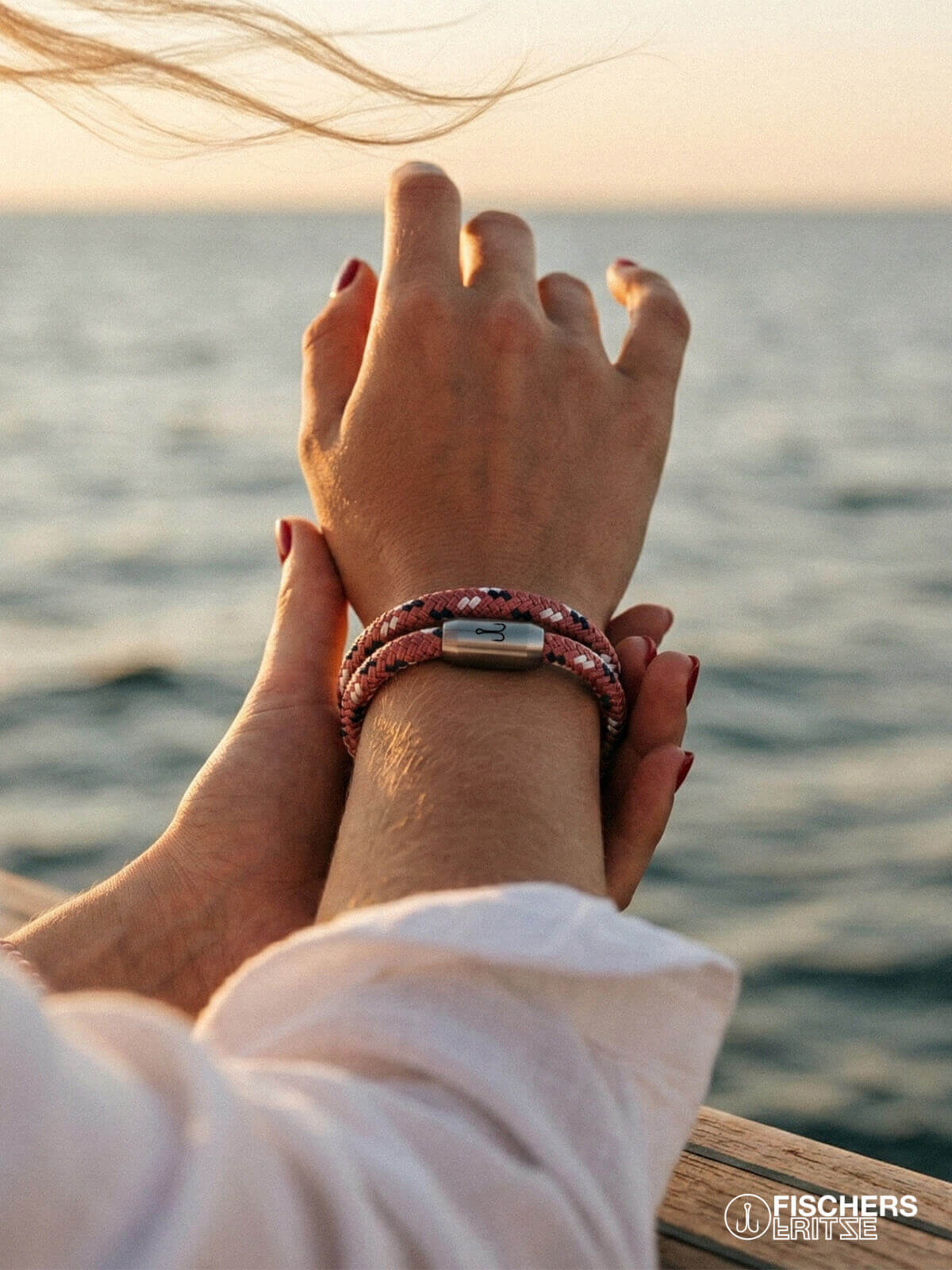 fischers-fritze-garnele-ross-segeltau-armband-rosa-marineblau-weiss image 4