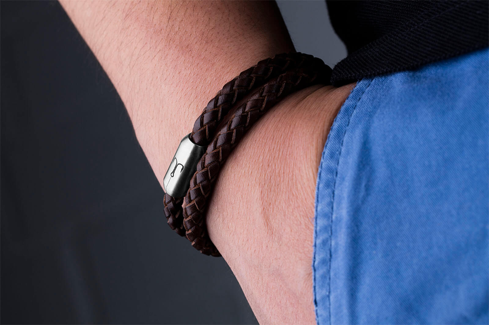 fischers-fritze-garnele-fidel-lederarmband-braun-geflochten image 2